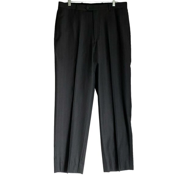 Tasso Elba Macy's Men's Suit 40R Pants 34 Heather Gray Purple Stripe Wool New - Picture 11 of 16